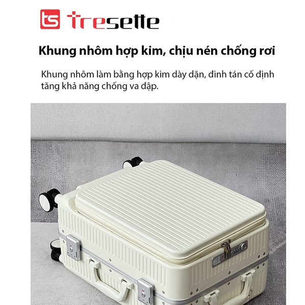 FREESHIP [20 INCH] Vali khóa sập cao cấp nhập khẩu Hàn Quốc Tresette TSL-2839 Có Ngăn Đựng Latop  Cổng Sạc USB