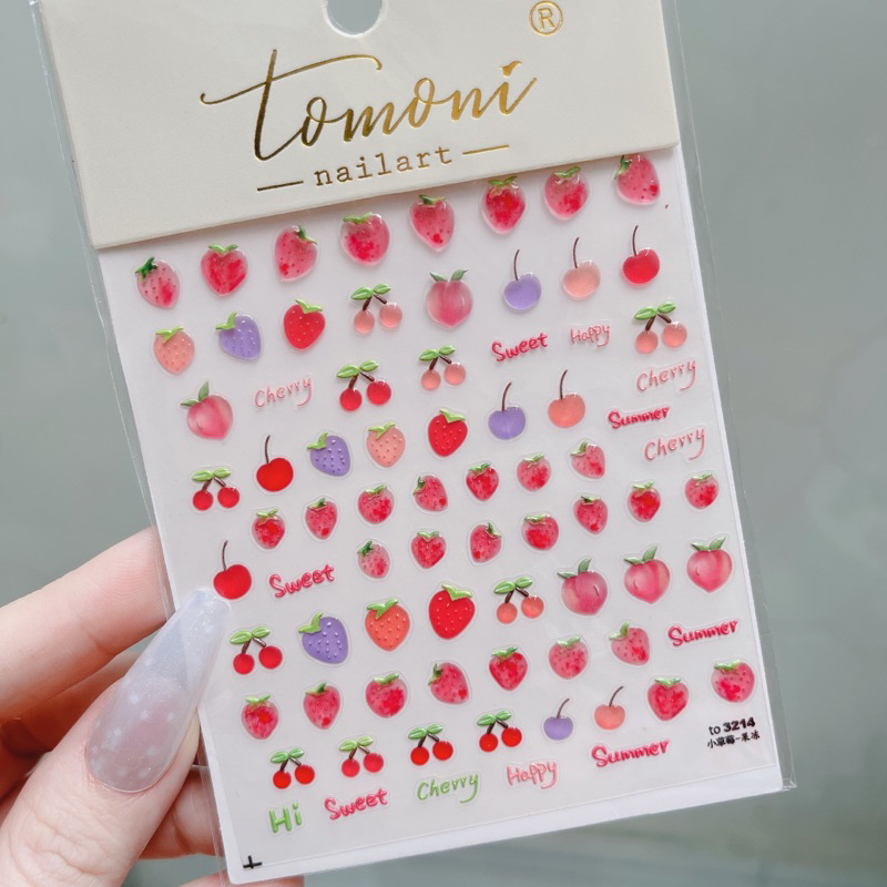 Sticker dán móng tay nail sticker lụa cao cấp TOMONI mẫu dán nổi phong cách Nhật Hàn