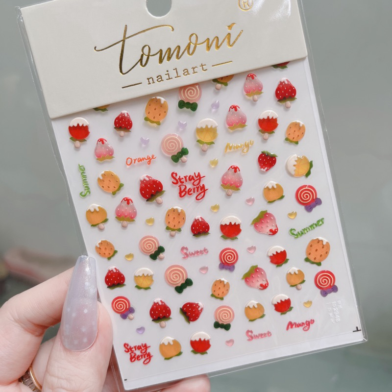 Sticker dán móng tay nail sticker lụa cao cấp TOMONI mẫu dán nổi phong cách Nhật Hàn