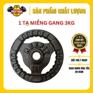 Tạ miếng gang tạ bánh gang 3 lỗ 3kg REEFIT (1 miếng) (PHUCTHANHSPORT)