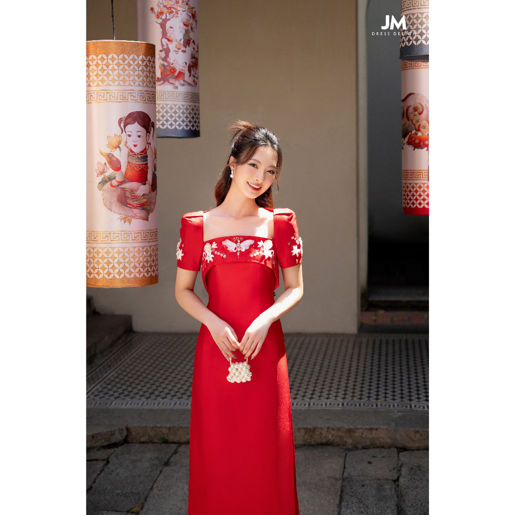 JM Dress Desgin - Áo dài cổ vuông đính ngực 2M17.2211TF