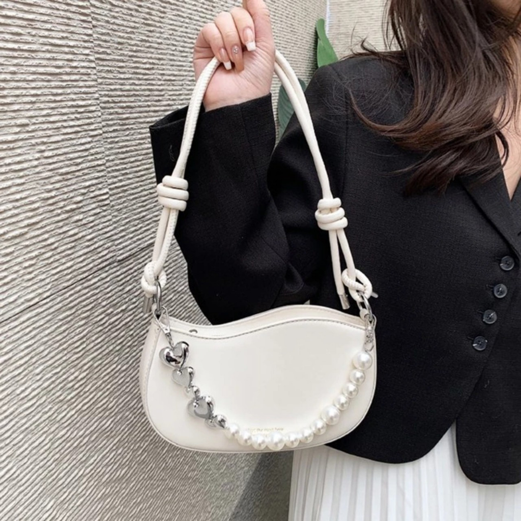 Túi xách nữ đẹp kẹp nách đeo vai dáng bầu dây ngọc pamoli_ TDC310