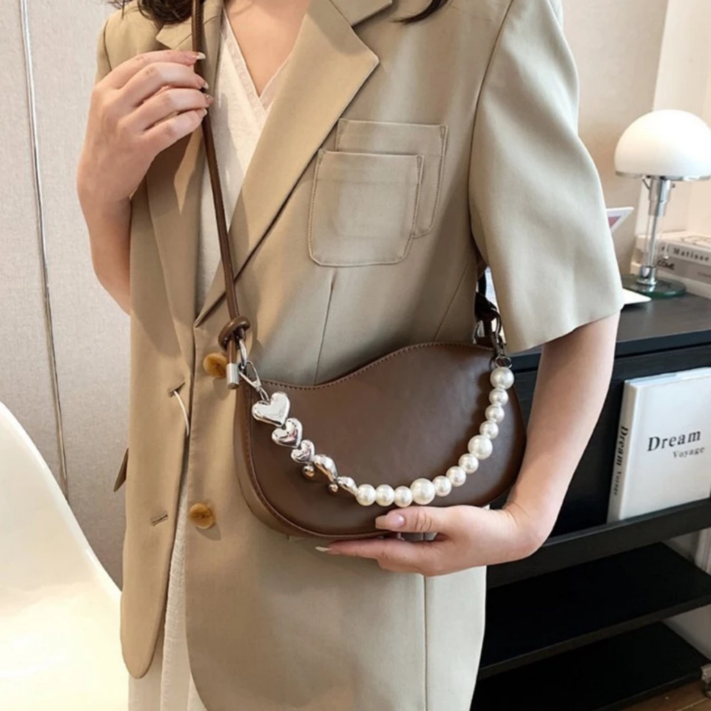 Túi xách nữ đẹp kẹp nách đeo vai dáng bầu dây ngọc pamoli_ TDC310