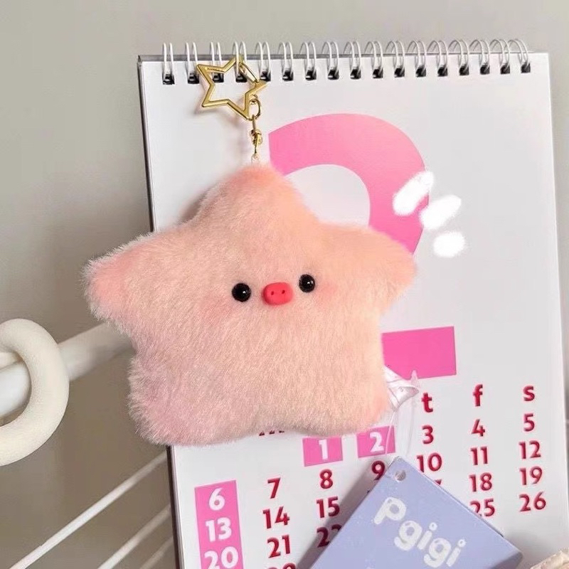 Móc khóa ngôi sao con heo bằng bông mềm mại đáng yêuuuu
