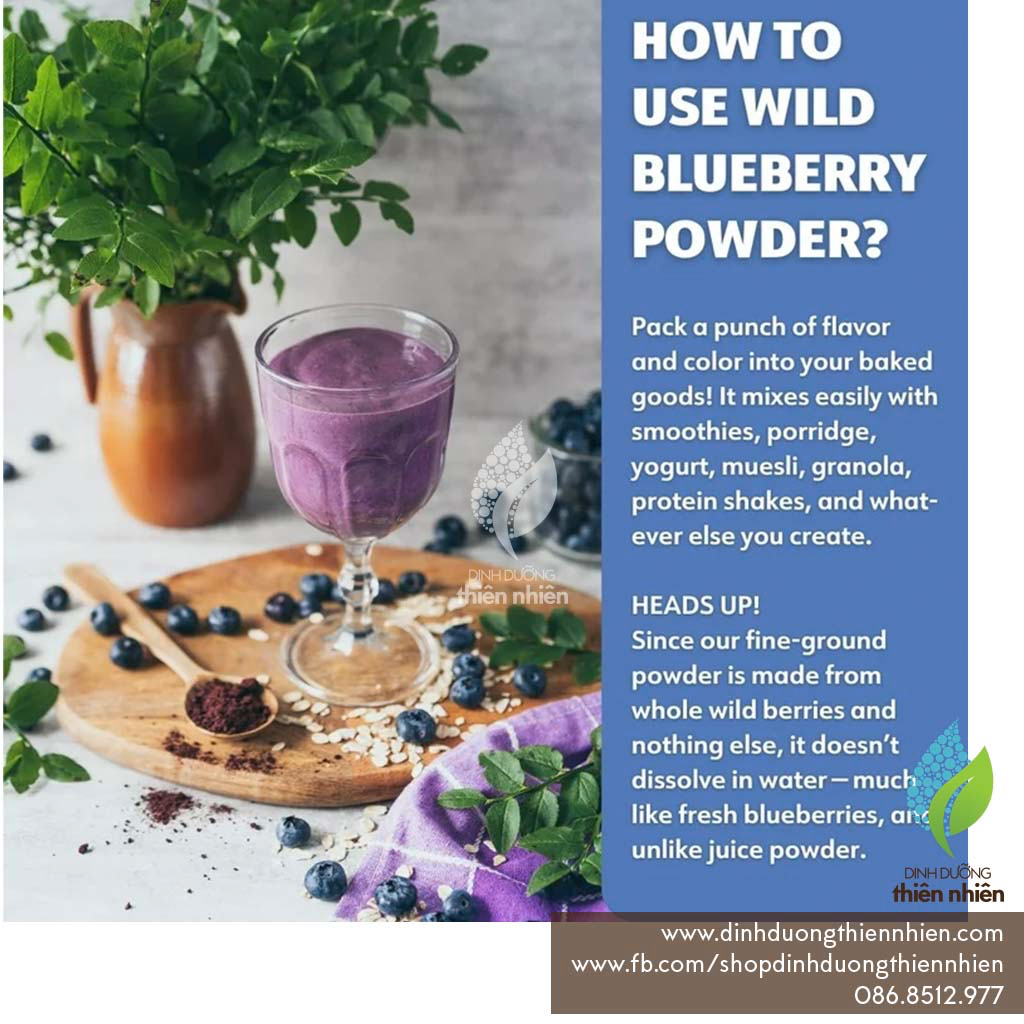 Bột Việt Quất Dại  Hữu Cơ Vimergy Organic Wild Blueberry Powder, 250g