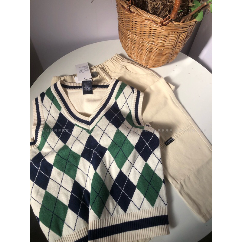 Áo gile len bé trai bé gái hoạ tiết cho bé đi học 1-8T