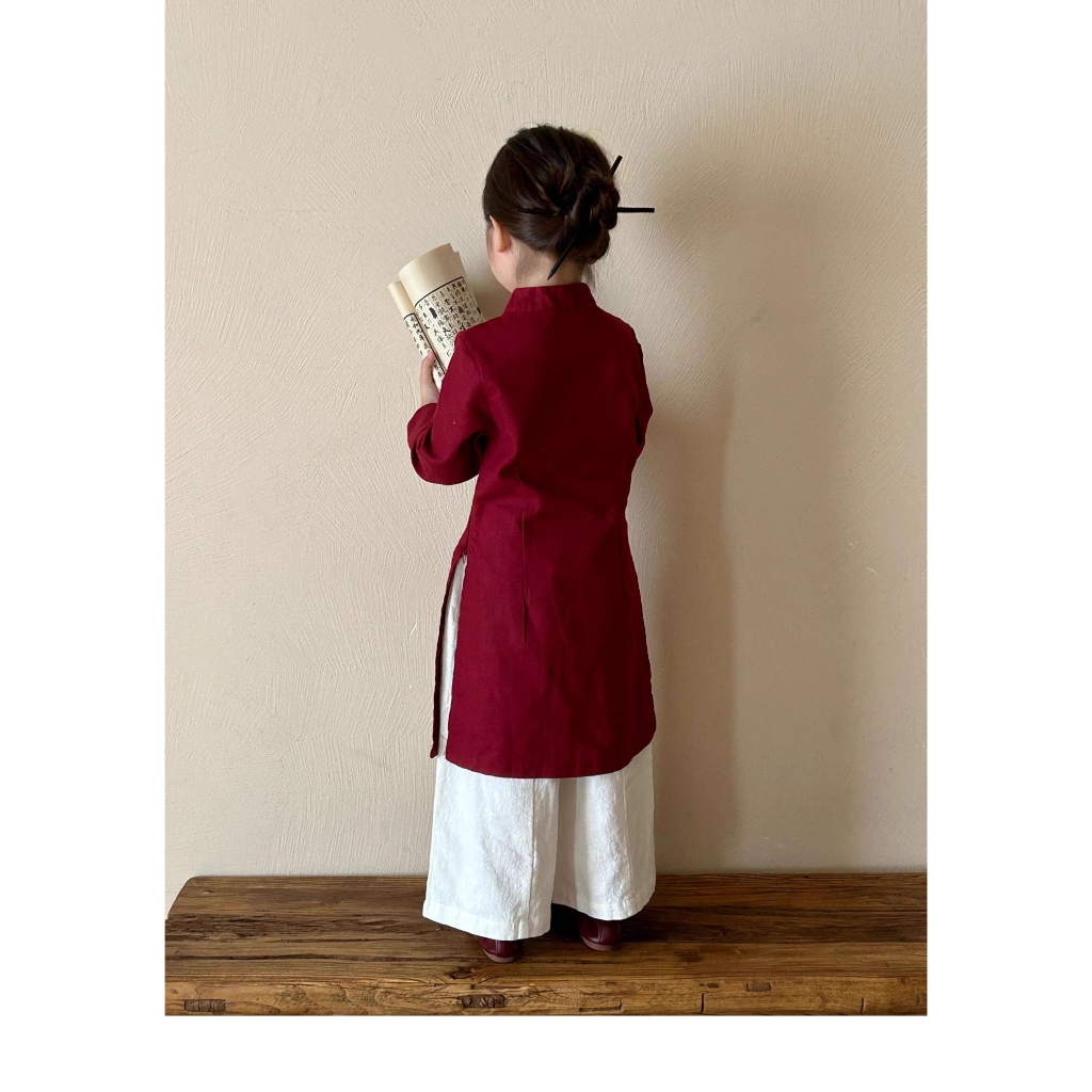 Áo dài Tết em bé, áo dài linen truyền thống cho bé gái Em Bé Ơi - AD3