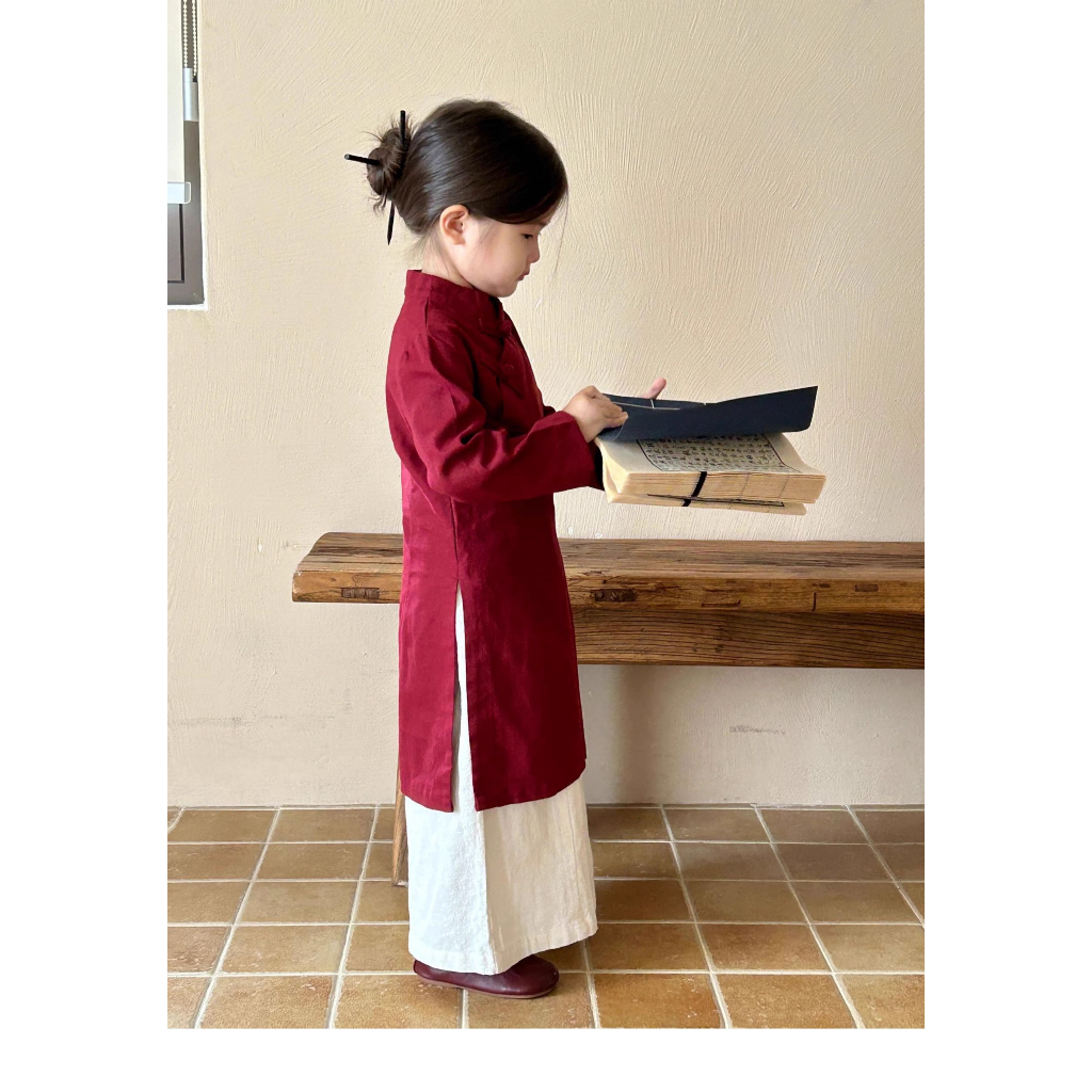 Áo dài Tết em bé, áo dài linen truyền thống cho bé gái Em Bé Ơi - AD3