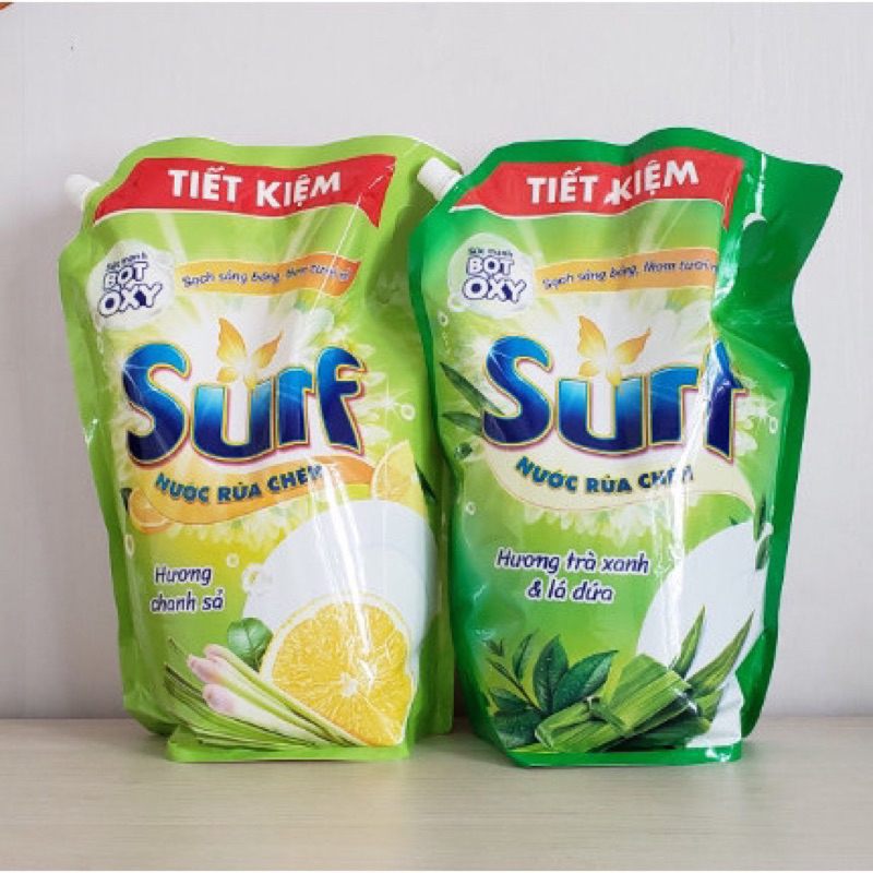 Nước rửa chén Surt túi 3,5kg hương trà xanh lá dứa/hương chanh sả