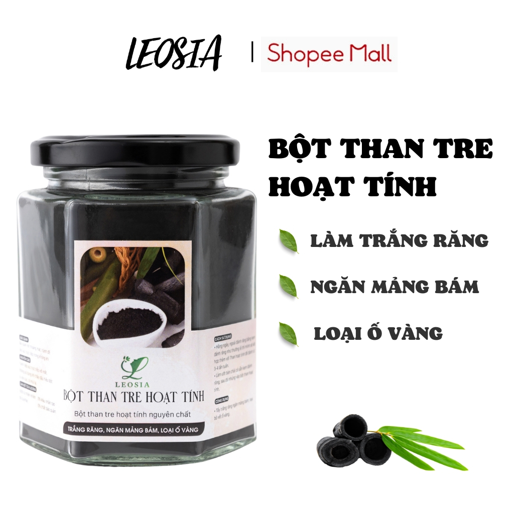 Than Tre Hoạt Tính Trắng Răng LEOSIA - Loại bỏ mảng bám, tẩy vết ố vàng cho răng hiệu quả 70g