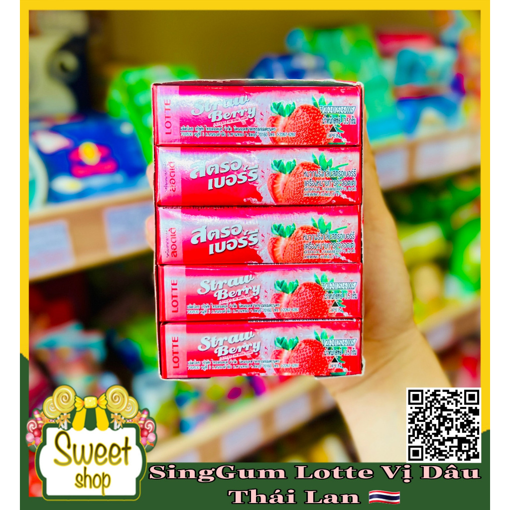 😘🍬 Singum Lotte vị Blueberry 🫐/ Dâu 🍓/ Bạc hà 🍃 - Thái Lan 🇹🇭🇹🇭