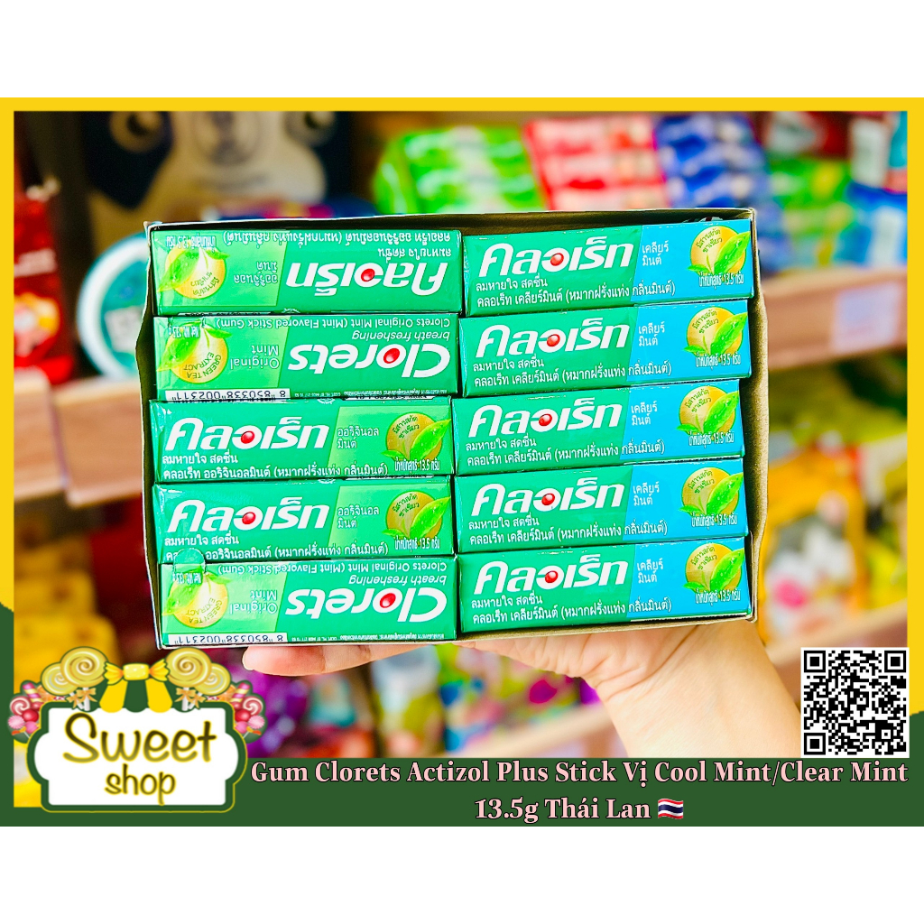 🍬😘 Kẹo Gum Clorets Actizol Plus Stick vị Cool Mint/ Clear Mint 13.5g - Thái Lan 🇹🇭🇹🇭