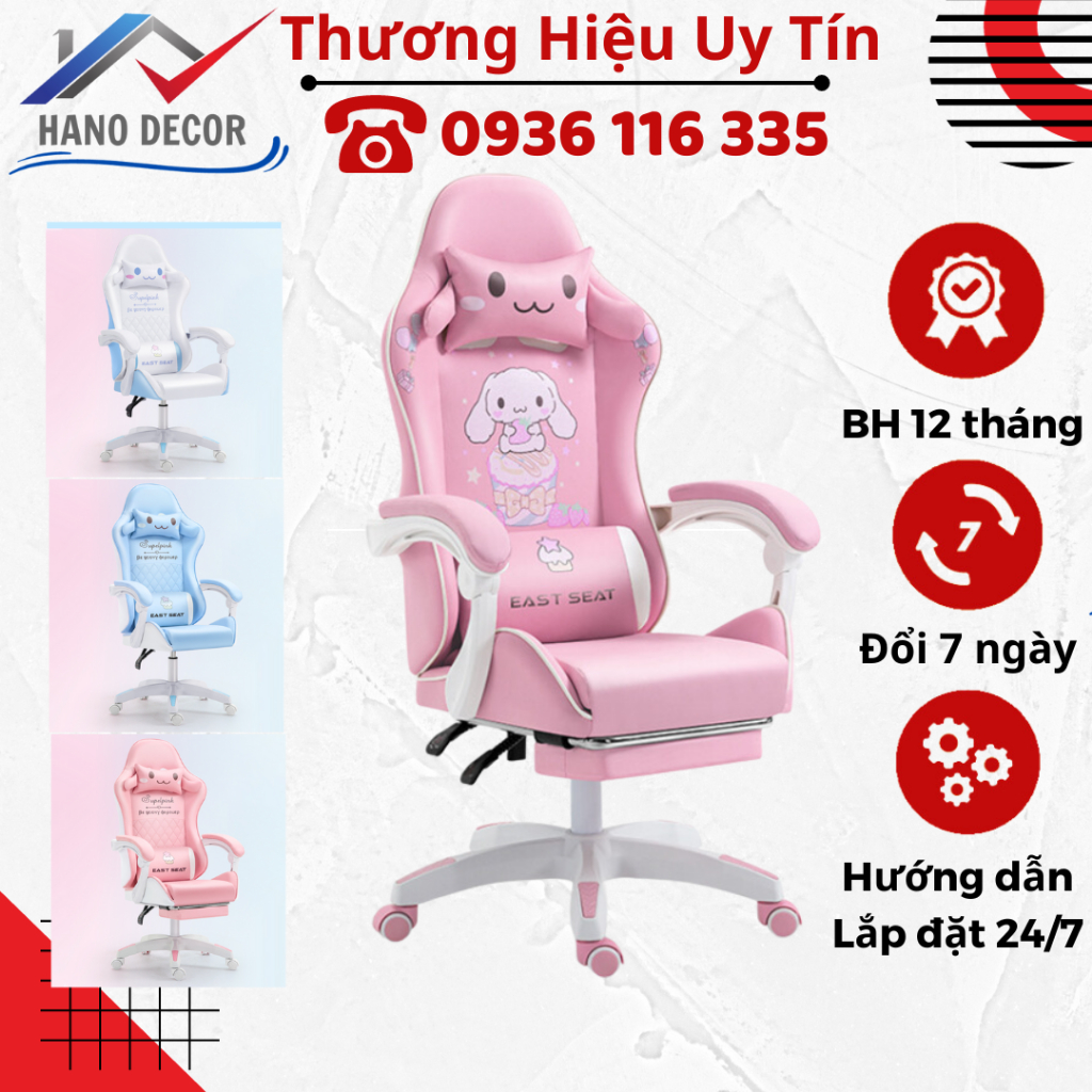Ghế Game Gaming Cao Cấp Có Gác Chân Ngả Lưng 135 độ Xoay 360, Ghế Chơi Game Gaming Màu Sắc Đa Dạng
