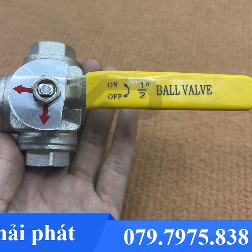 Van bi ba ngã inox 304-Van gạt tay 3 ngã kiểu L,T