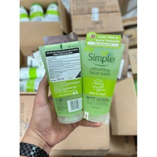 Sữa rửa mặt simple refreshing facial wash 150ml