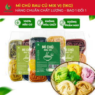 Mì Chũ Rau Củ Ngũ Sắc Organic Mix Vị Hữu Cơ NGON - SẠCH Tốt Cho Sức Khoẻ Việt Thái Organic (Gói 1Kg)