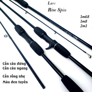 Cần câu máy, cần câu lure giá rẻ, cần câu cá Rise Spin sói đen chất liệu cacbon cao cấp