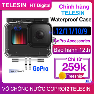 Vỏ Chống Nước GoPro 9 10 11 12 Telesin Chính Hãng - Case Bảo Vệ Máy Quay Phim GoPro Hero 12 11 Hero 10 9 GP-WTP-901