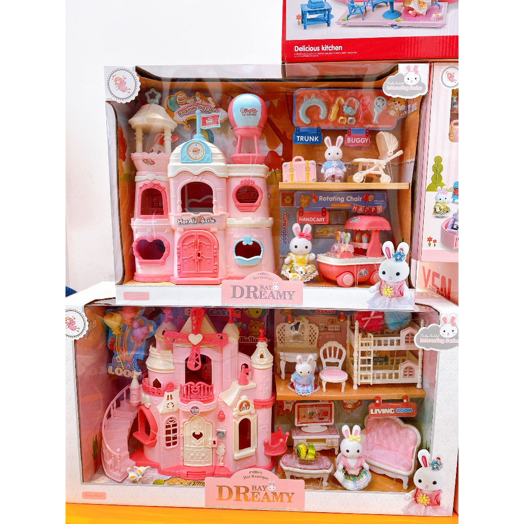 Đồ chơi nhà búp bê, Lâu đài búp bê, Nhà thỏ, Xe ô tô búp bê,,, cho bé gái siêu xinh