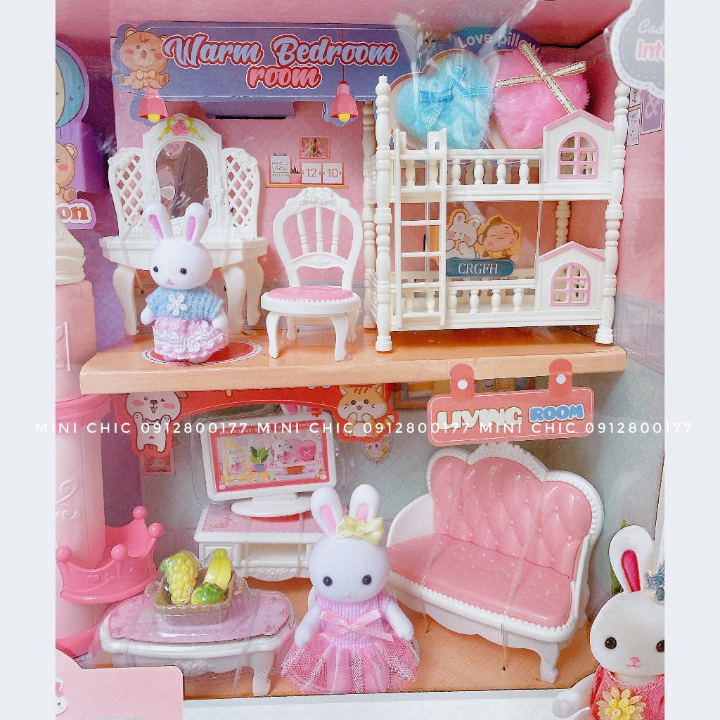 Đồ chơi nhà búp bê, Lâu đài búp bê, Nhà thỏ, Xe ô tô búp bê,,, cho bé gái siêu xinh