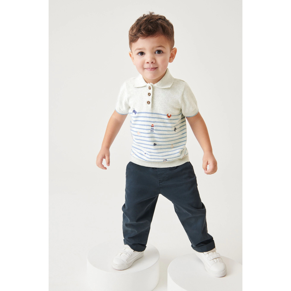 Áo po.lo Nex.t thêu họa tiết rất cưng cho bé trai size 5-6Y