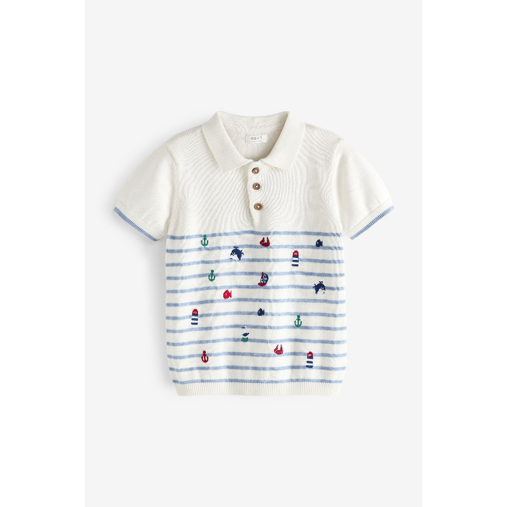 Áo po.lo Nex.t thêu họa tiết rất cưng cho bé trai size 5-6Y