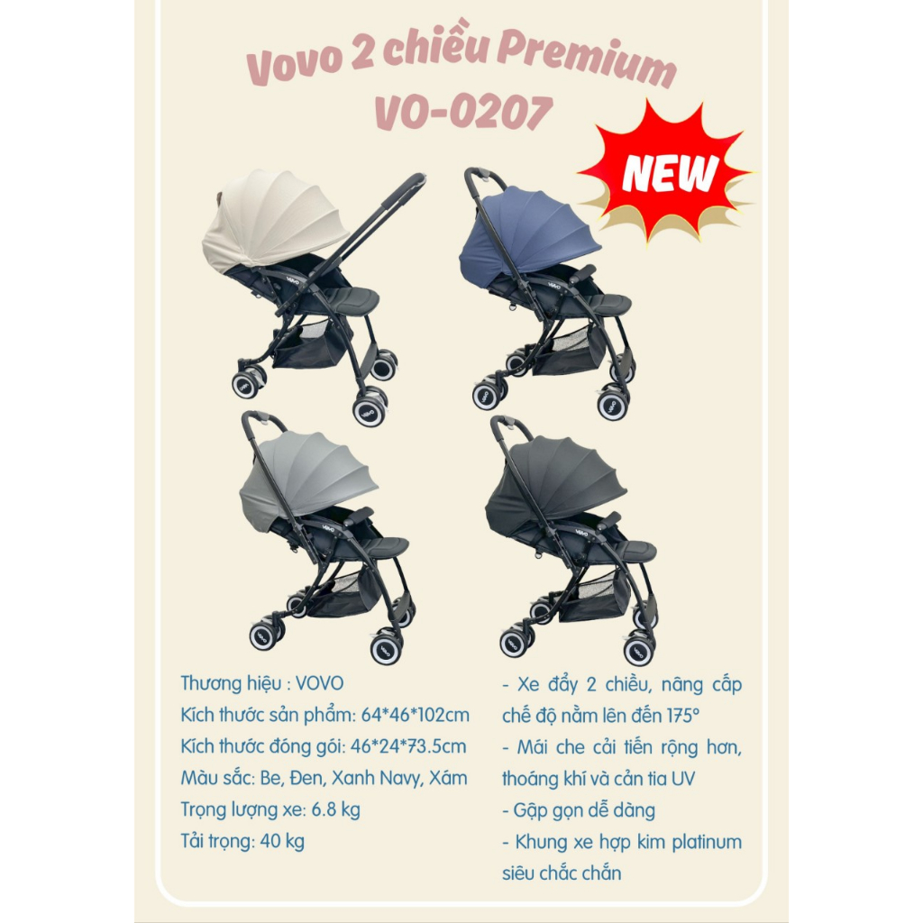 XE ĐẨY 2 CHIỀU VOVO PREMIUM MẪU MỚI 0207