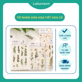 Tờ nhãn dán họa tiết hoa cỏ tươi tắn sticker dùng để trang trí sổ tay Lalunavn -A15