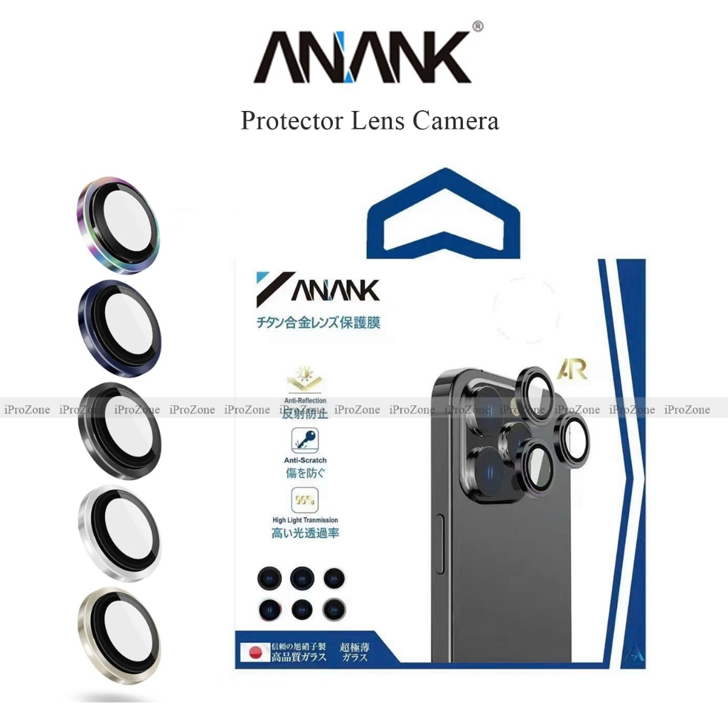 Kính cường lực bảo vệ Camera Lens ANANK cho iPhone 15 Pro Max , 15 Plus , Khung viền Titanlium 2 tầng siêu mỏng