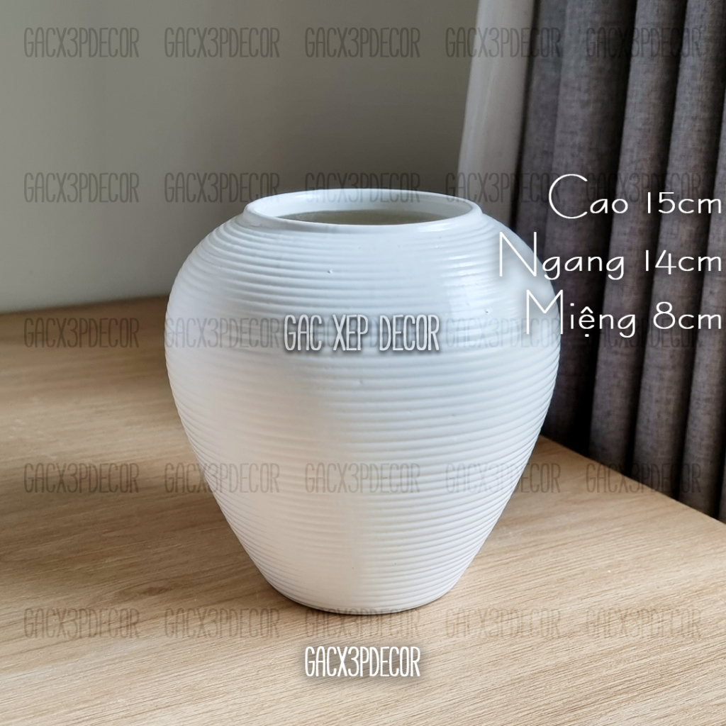 Lọ hoa gốm sứ men mát dáng vò chum Bát Tràng