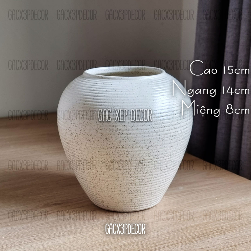 Lọ hoa gốm sứ men mát dáng vò chum Bát Tràng