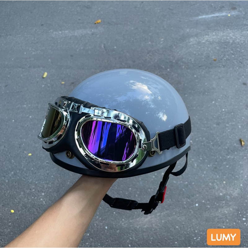 Mũ bảo hiểm nửa đầu nón 1/2 màu trơn freesize vòng đầu 54-59cm đủ màu