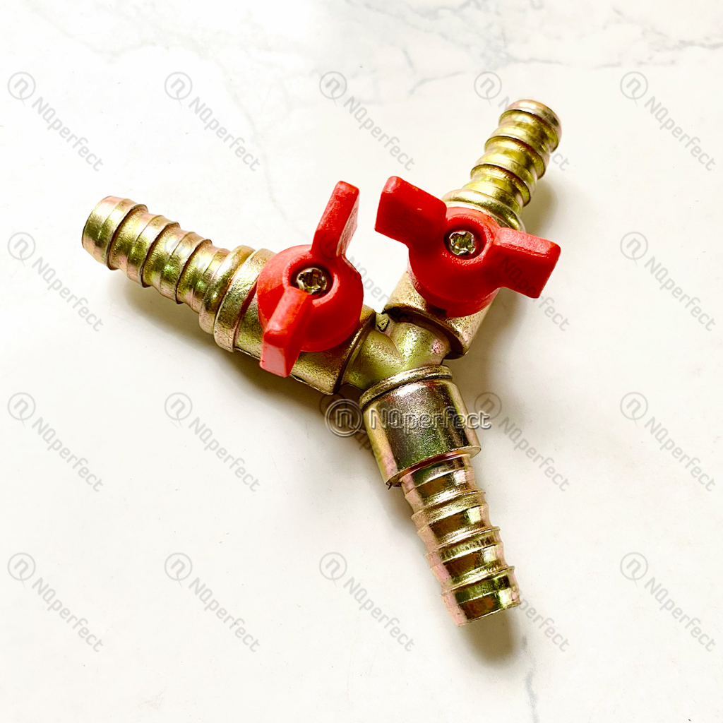 Van khóa gas an toàn / đầu chia / ngã 3 chữ Y - đấu dây gas chia 2 bếp