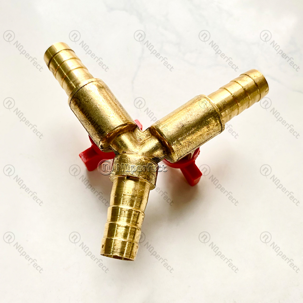 Van khóa gas an toàn / đầu chia / ngã 3 chữ Y - đấu dây gas chia 2 bếp