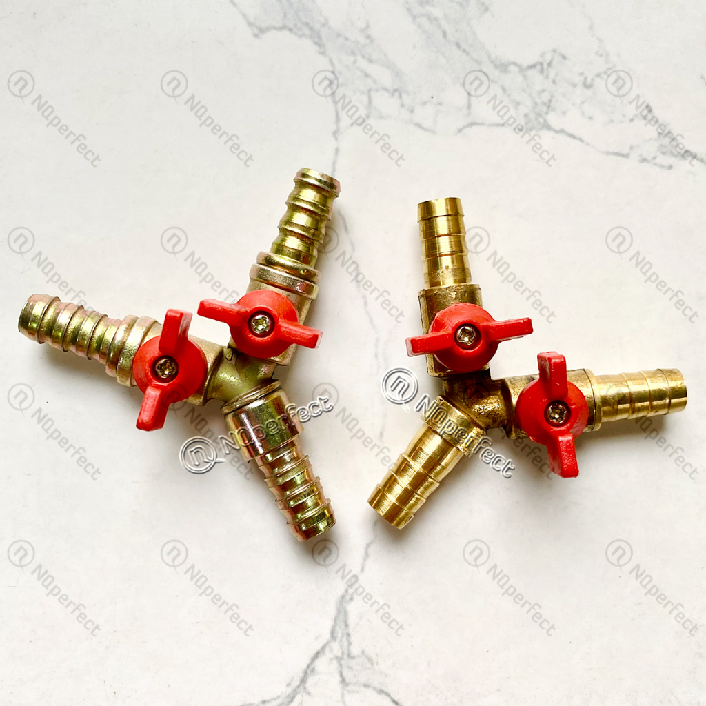 Van khóa gas an toàn / đầu chia / ngã 3 chữ Y - đấu dây gas chia 2 bếp