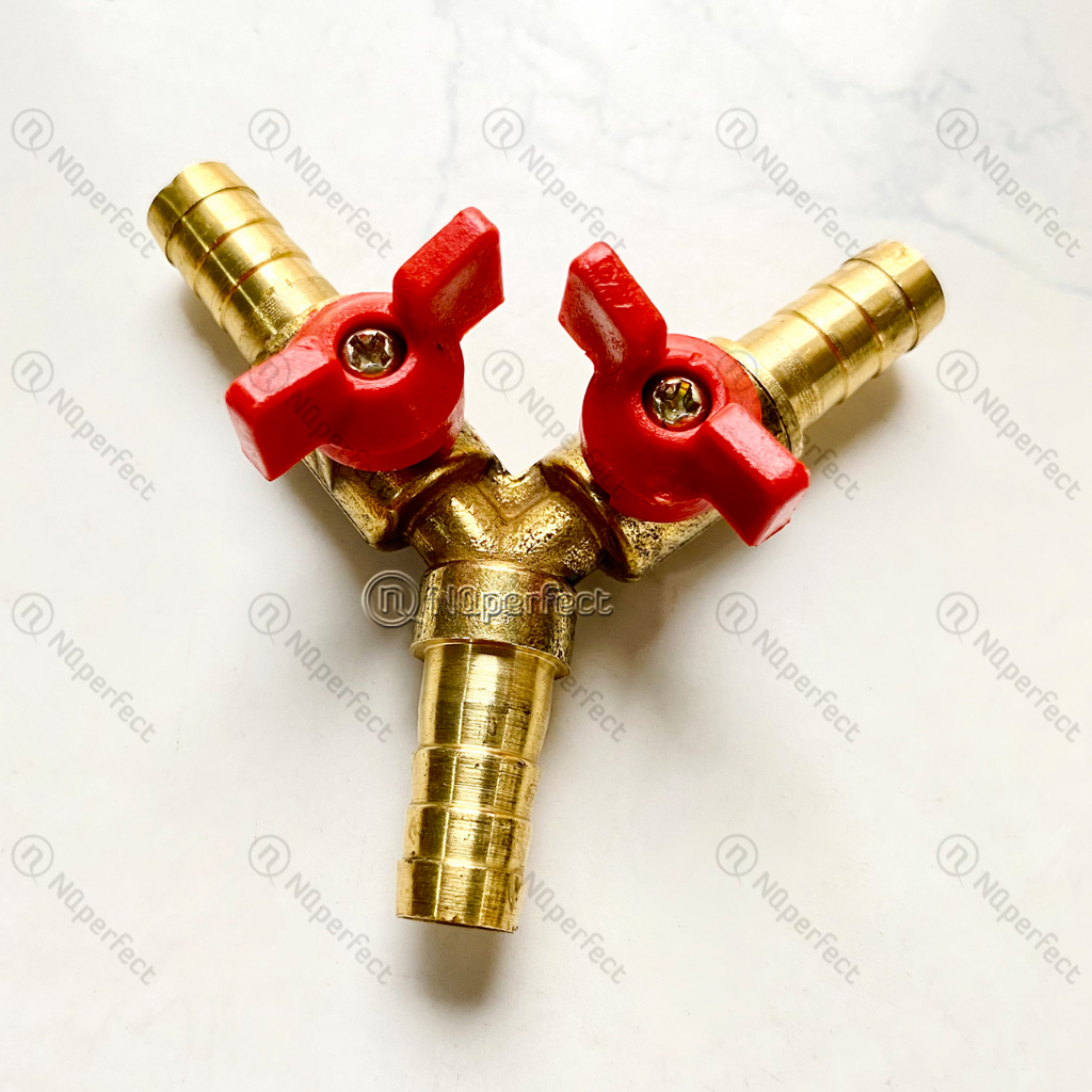 Van khóa gas an toàn / đầu chia / ngã 3 chữ Y - đấu dây gas chia 2 bếp