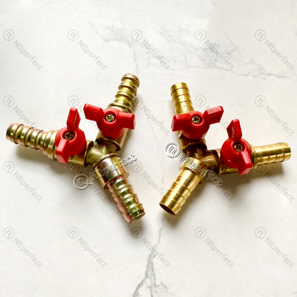 Van khóa gas an toàn / đầu chia / ngã 3 chữ Y - đấu dây gas chia 2 bếp