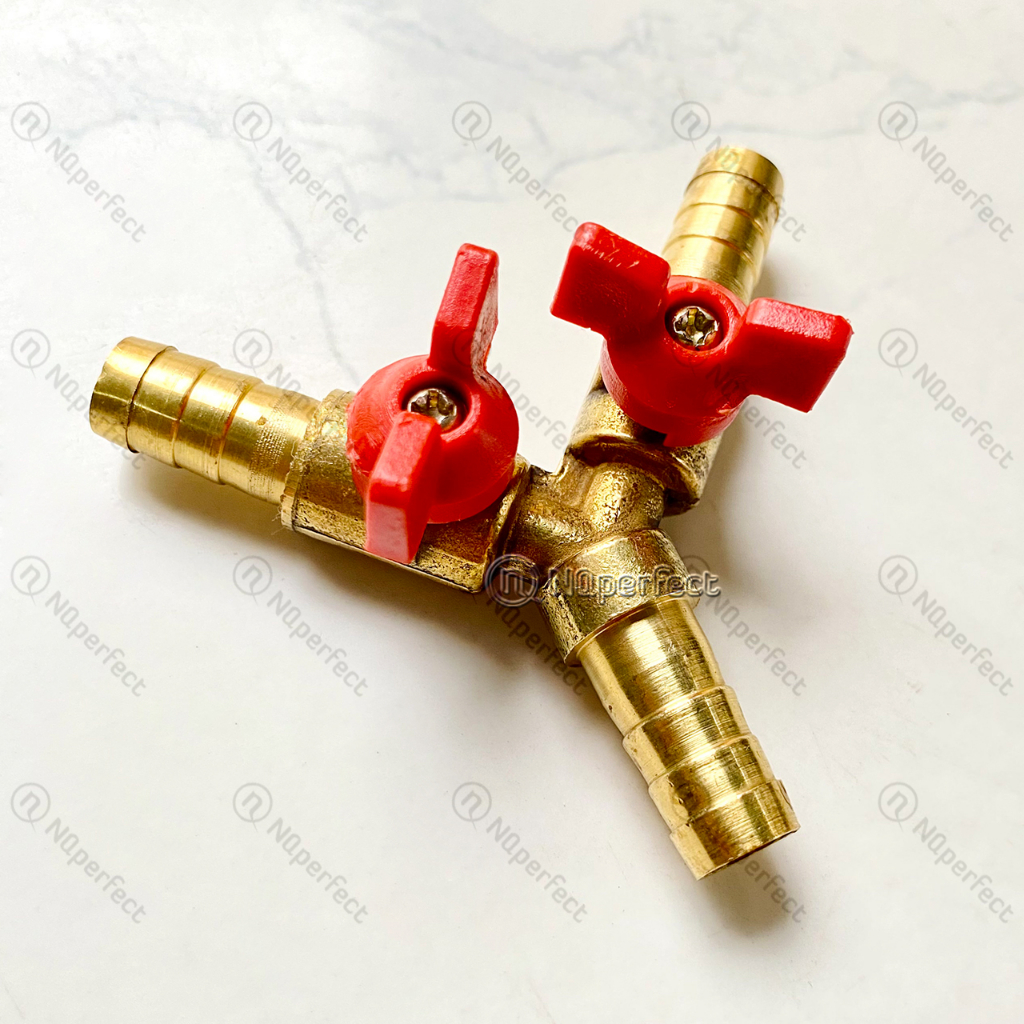 Van khóa gas an toàn / đầu chia / ngã 3 chữ Y - đấu dây gas chia 2 bếp