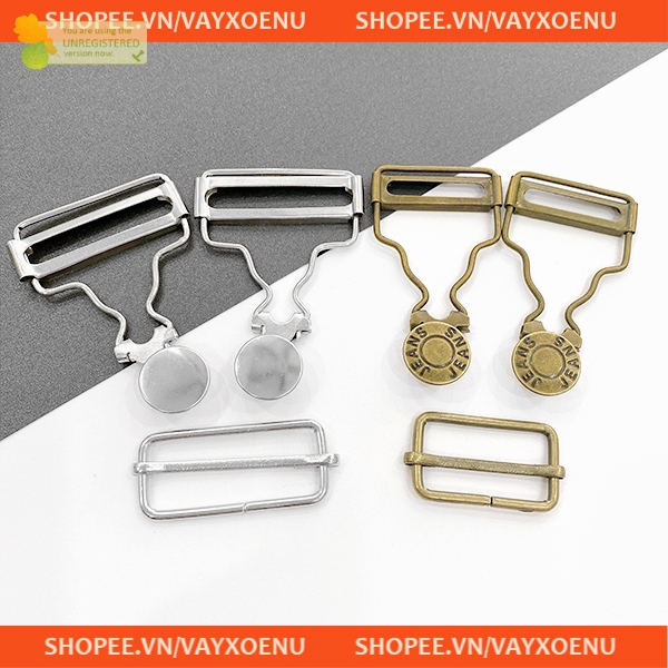 Bộ 2 móc khoá, 2 đai tăng giảm và 2 nút dành cho yếm, bộ tăng đơ và móc yếm