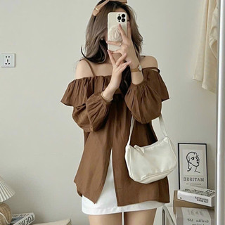 Áo đũi hai dây fom dài trễ vai