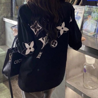 Áo len cổ tròn eo vì unisex chất len cao cấp màu đen