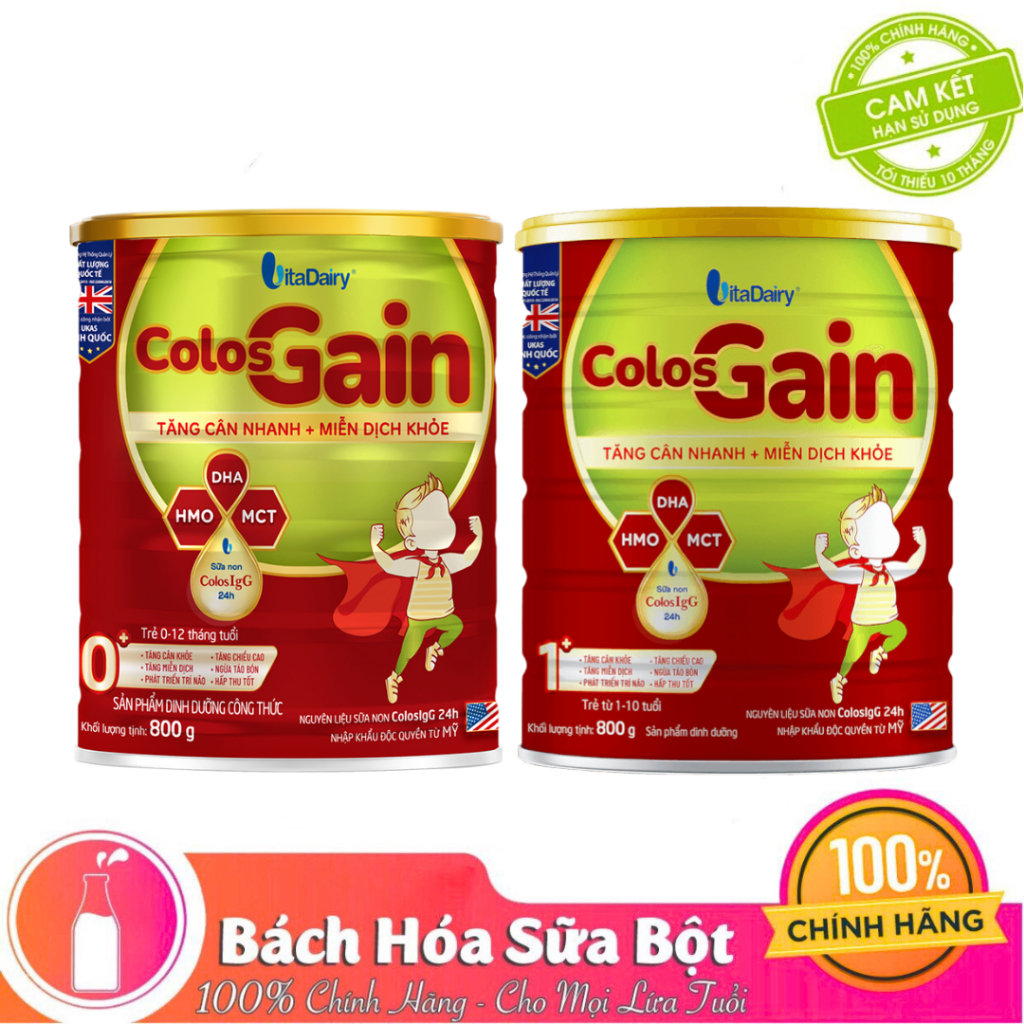 Sữa bột Colos Gain/Cho bé Tăng cân nhanh + Miễn dịch khoẻ