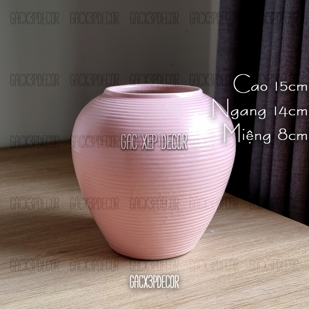 Lọ hoa gốm sứ men mát dáng vò chum Bát Tràng