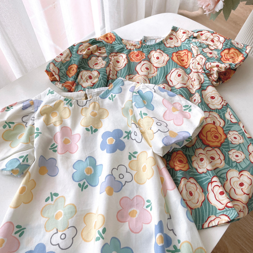 Váy babydoll tay bồng 62101 size 8-26kg bé gái