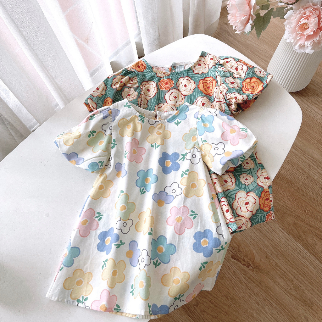 Váy babydoll tay bồng 62101 size 8-26kg bé gái