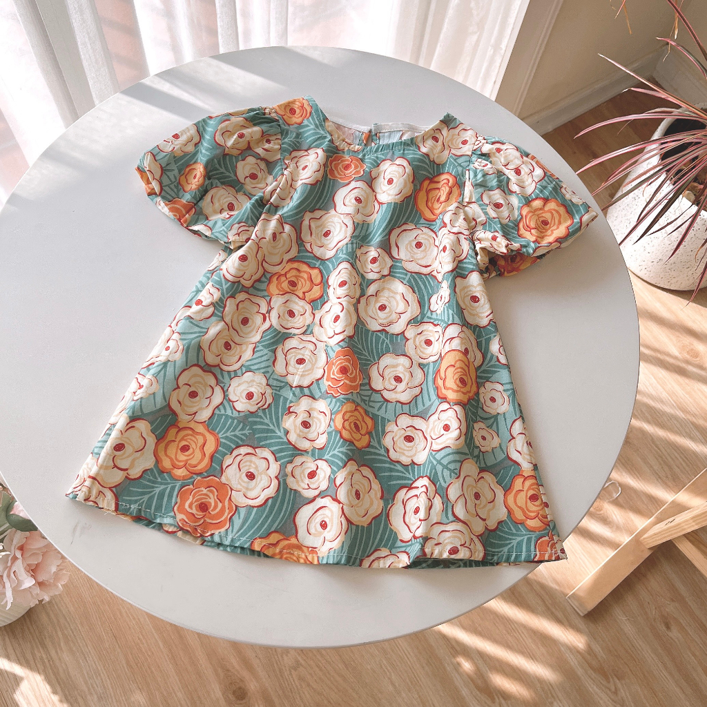 Váy babydoll tay bồng 62101 size 8-26kg bé gái