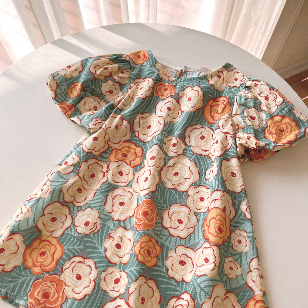 Váy babydoll tay bồng 62101 size 8-26kg bé gái