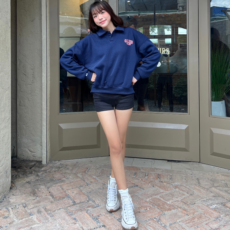 Áo POLO tay DÀI Thêu Calem form BOXY vải nỉ bông brand Calem.Club chính hãng