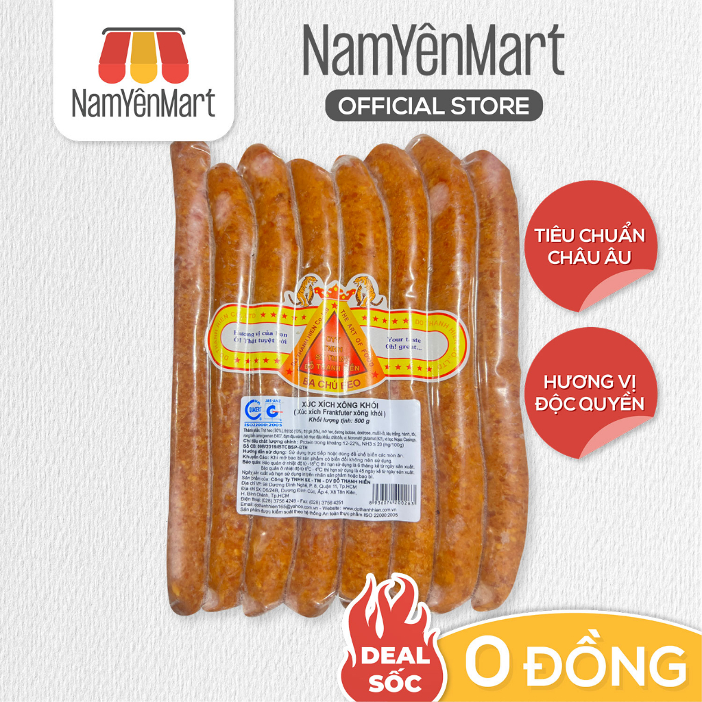 Xúc xích Frankfuter 20cm (gói 500gr) - Nam Yên Mart