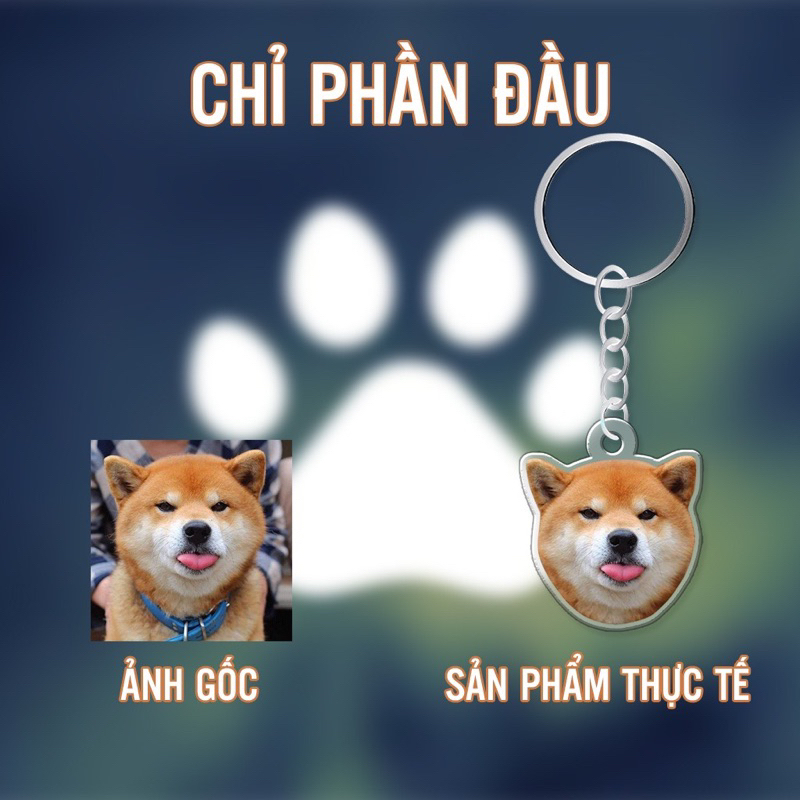 Móc khoá chó mèo - Móc khoá chó mèo há miệng thiết kế theo yêu cầu - Chất liệu Mica